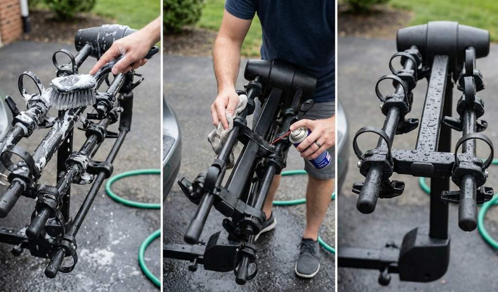 Lubricating moving parts on a Thule bike rack for smooth operation